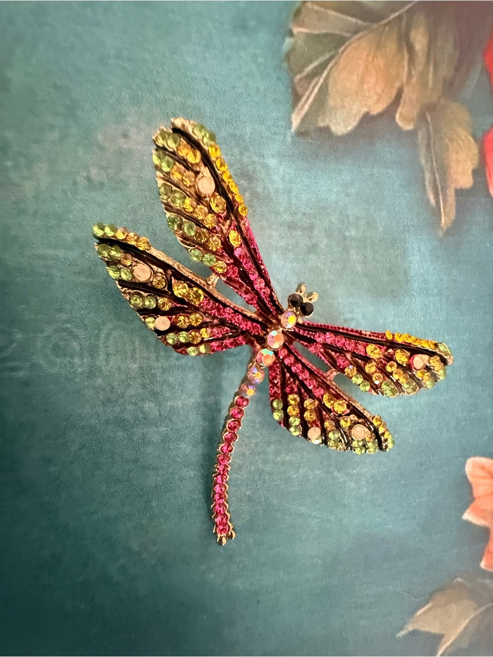 Multicolor Crystal Dragonfly Brooch.